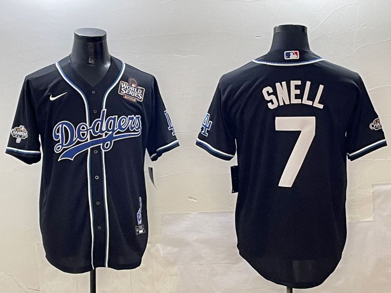 Men Los Angeles Dodgers 7 Snell Black Fashion Game 2025 Nike MLB Jersey style 3062